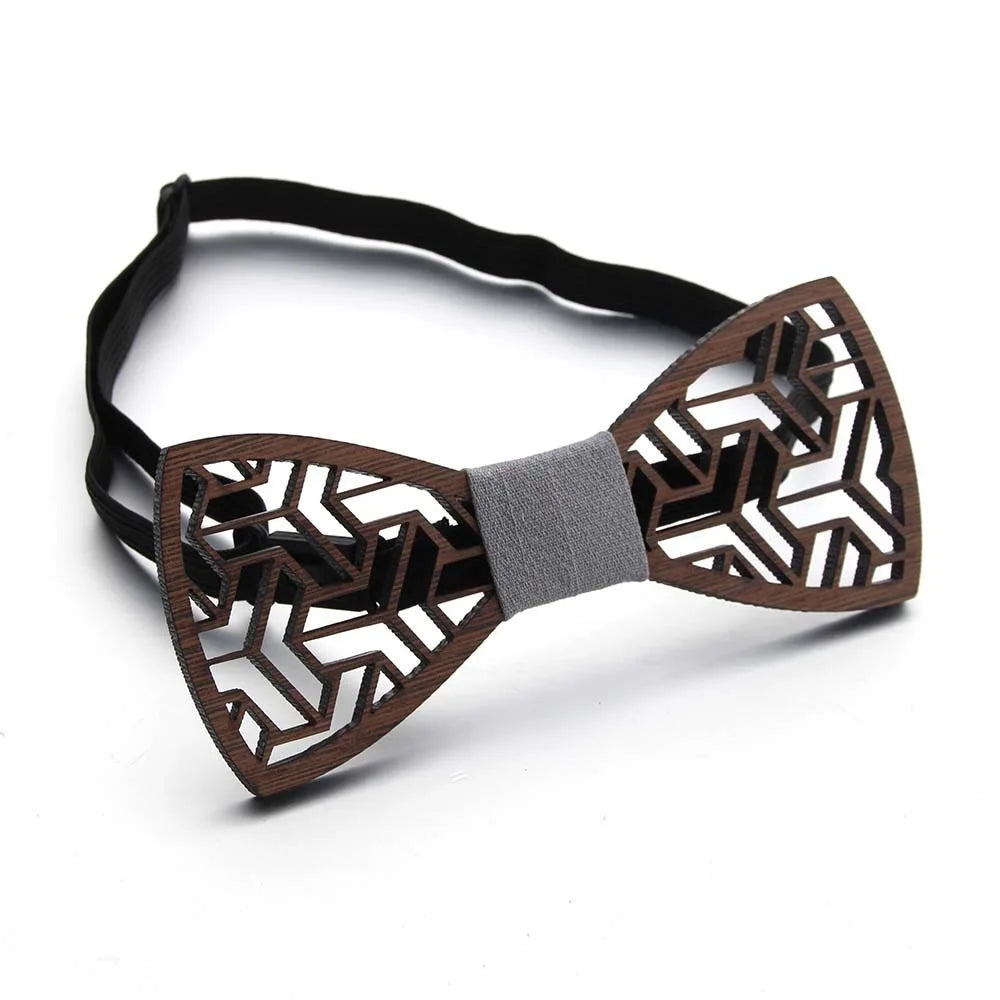 Fashion Wooden Bow Tie For Men Unisex Hollow Out Carved Retro Wooden Neck Ties Adjustable Strap Vintage Bowtie Gravata Corbatas