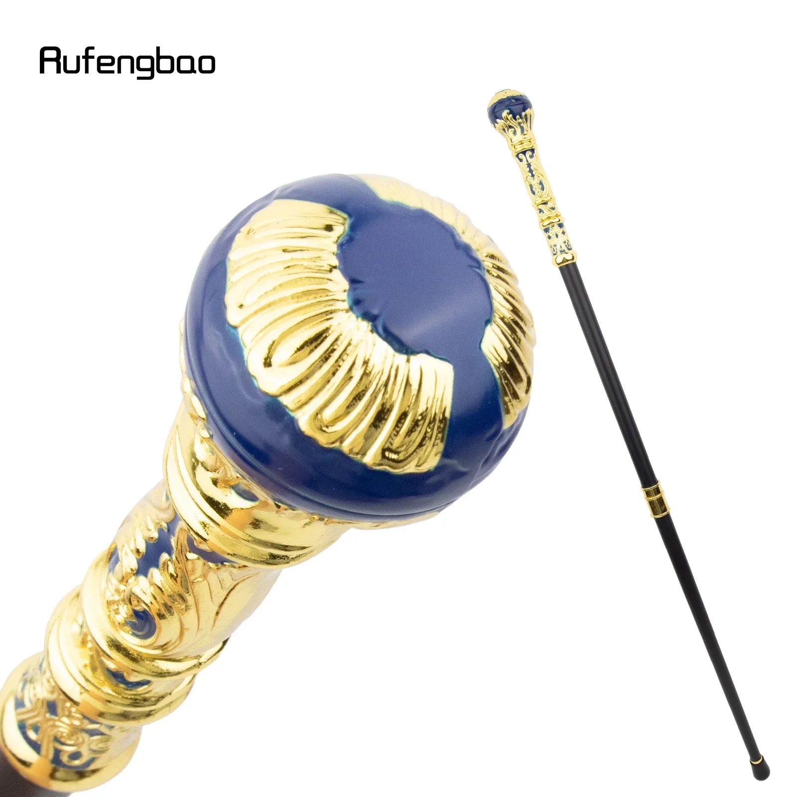 Golden Blue Luxury Round Handle Fashion Stick for Party Decorative Walking Cane Elegant Crosier Knob Walking Stick 93cm