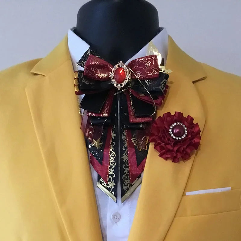 Men's Bow Tie High-end Luxury Wedding Bowtie Women's Lolita Brooch Anime Shirt Dress Accessories Handmade Jewelry Collar Flowers