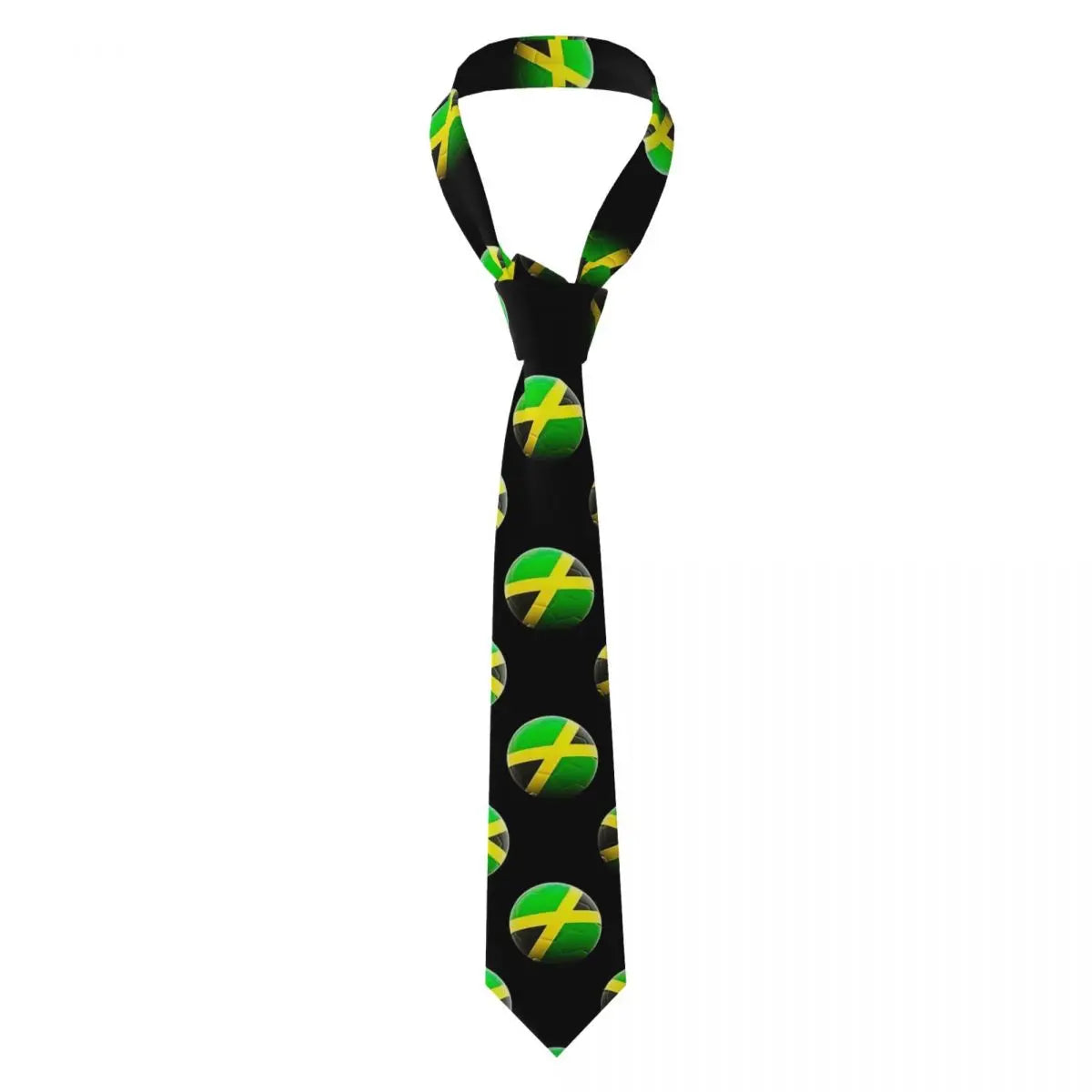 Jamaican Flag Tie green yellow red stripes Pattern Neck Ties Vintage Cool Collar Tie Adult Wedding Party Necktie Accessories