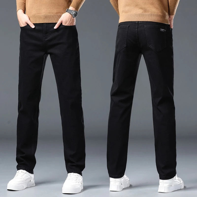 Men's New Stretch Straight Jeans Business Versatile Trendy Youth Casual Regular Long Pants for Spring Autumn Male Denim Trousers