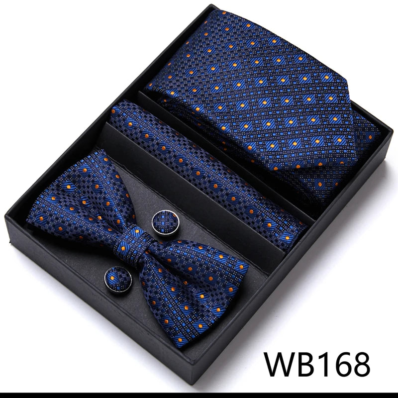 Tie For Men Formal Dress Tuxedo NeckTie Handkerchief Bow Tie Set PlaisyParty Groom Wedding Butterfly Bowtie In Box