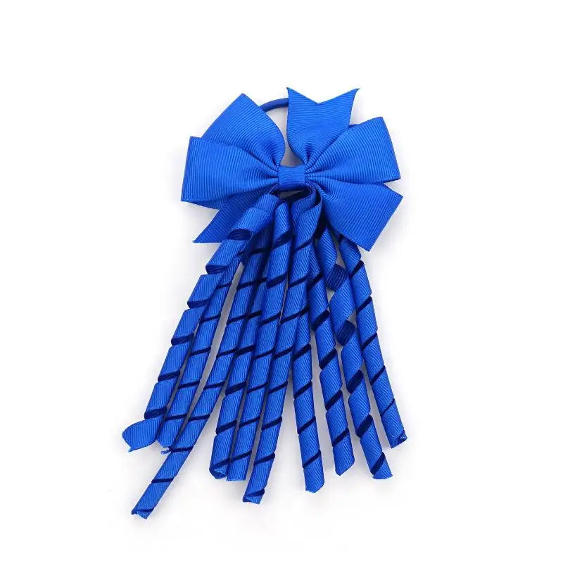 European And American Children's Hair Accessories Cheerleading Stage Streamers Curling Tassel Swallowtail Bow Rubber Band Hair