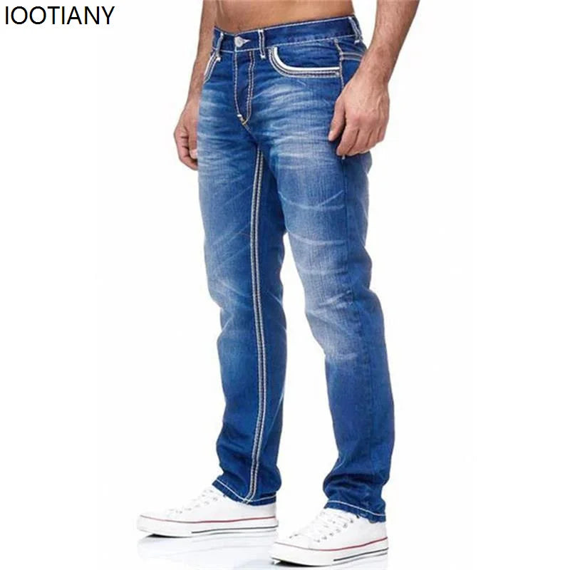 Straight Jeans Men Washed No Hole Jean Spring Summer Boyfriend Jeans Streetwear Loose Cacual Designer Long Denim Pants Trousers