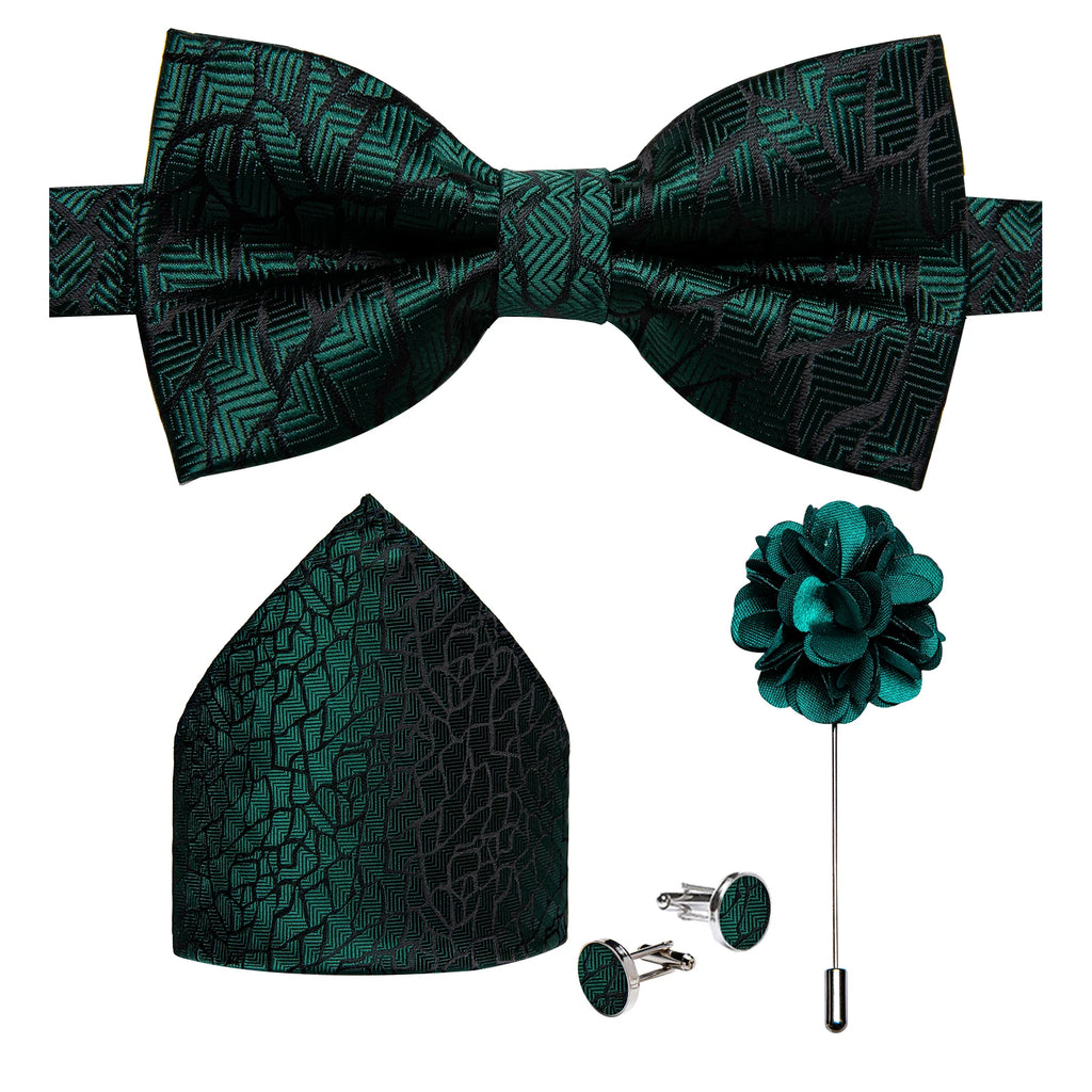 Wedding Bow Tie for Men Classic Red Pre-tied Bowtie Cufflinks Corsage Set for Party Butterfly Knot Gift Man Accessories