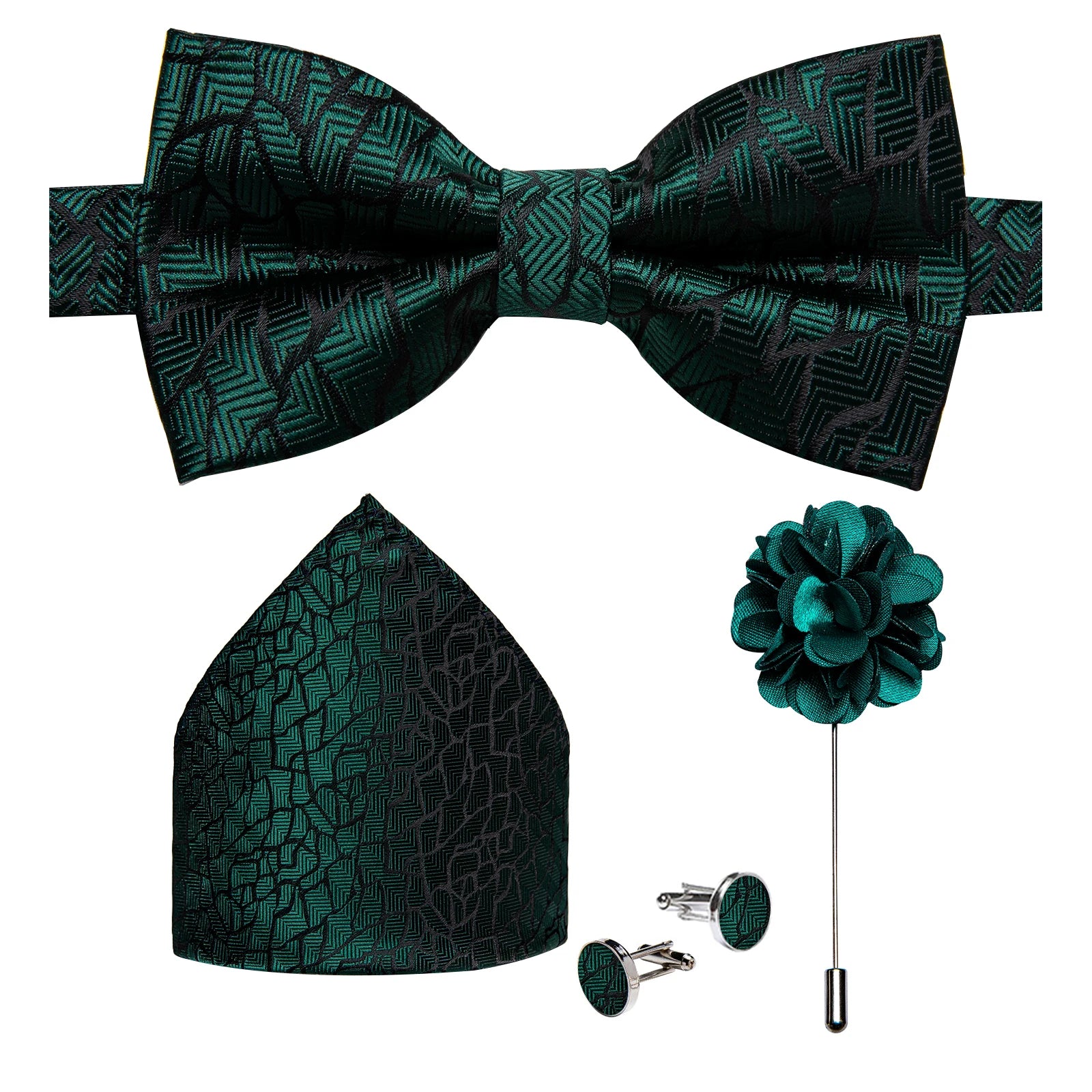 Wedding Bow Tie for Men Classic Red Pre-tied Bowtie Cufflinks Corsage Set for Party Butterfly Knot Gift Man Accessories