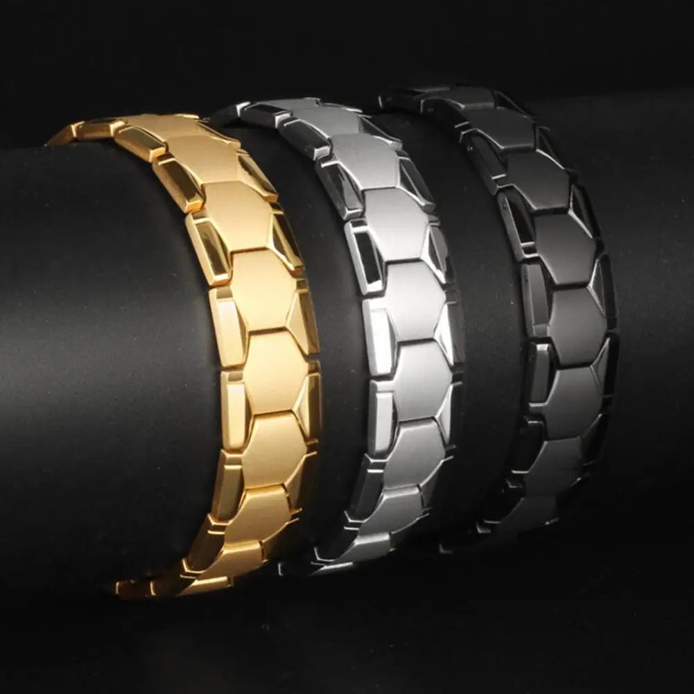 Men Bracelet Magnetic Alloy Therapy Bracelet Hexagon Luster Sleek Link Bangles Detachable Therapy Bracelet Daily Jewelry Gift