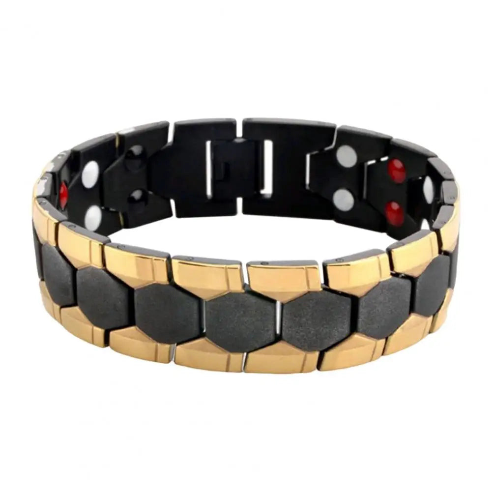 Men Bracelet Magnetic Alloy Therapy Bracelet Hexagon Luster Sleek Link Bangles Detachable Therapy Bracelet Daily Jewelry Gift