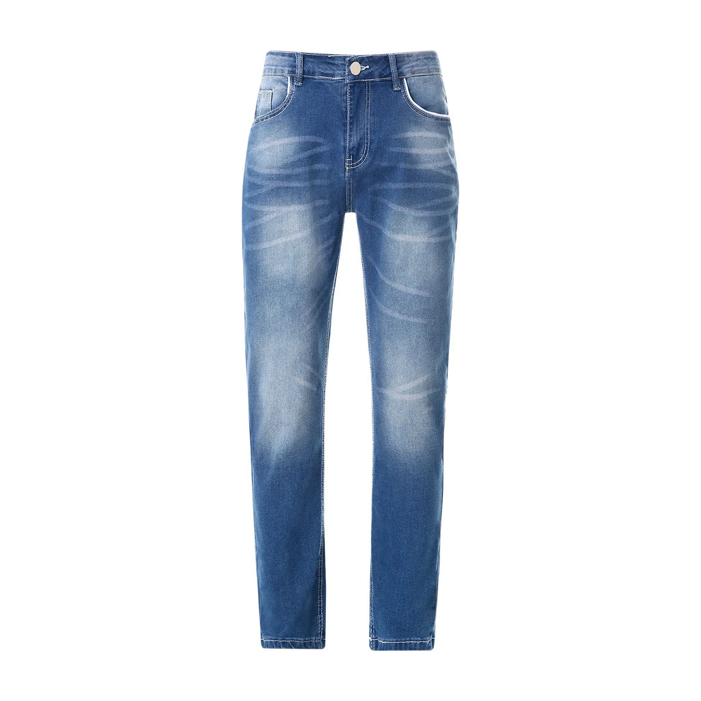 Straight Jeans Men Washed No Hole Jean Spring Summer Boyfriend Jeans Streetwear Loose Cacual Designer Long Denim Pants Trousers