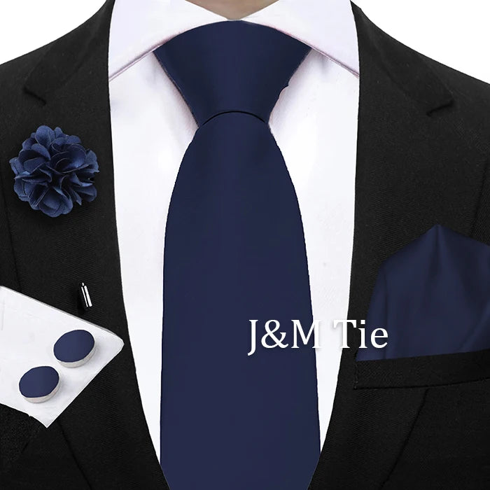 Women & Men Ties Solid NeckTie Pocket Square Brooch Set Men's Wedding Pink Blue Purple Tie Suit Accessories Fit Group Holiday Party