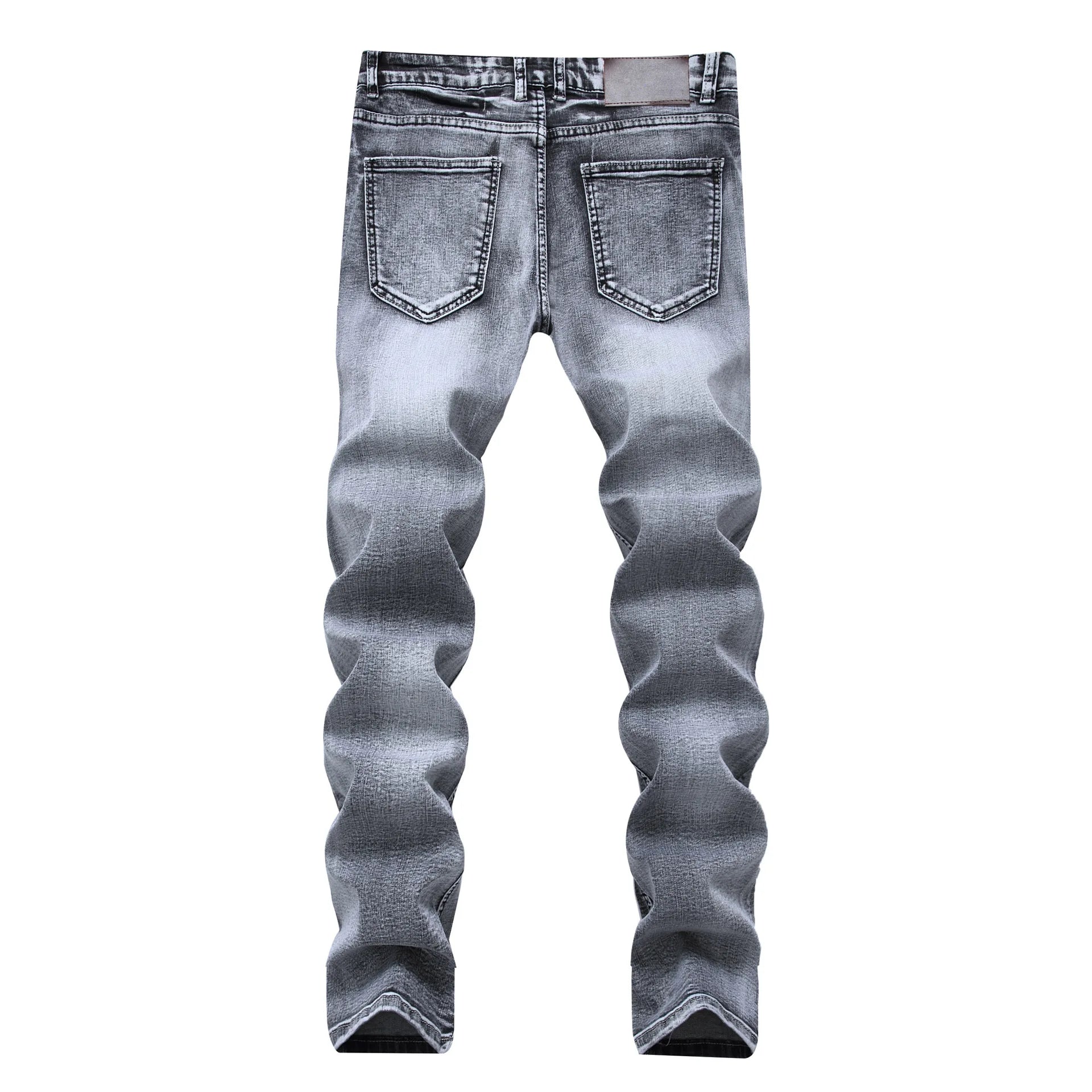 New 2026 Men's Grey Jeans Pants Fashion Casual Slim Fit Small Feet Long Pants Trend Versatile Stretch Denim Trousers for Men