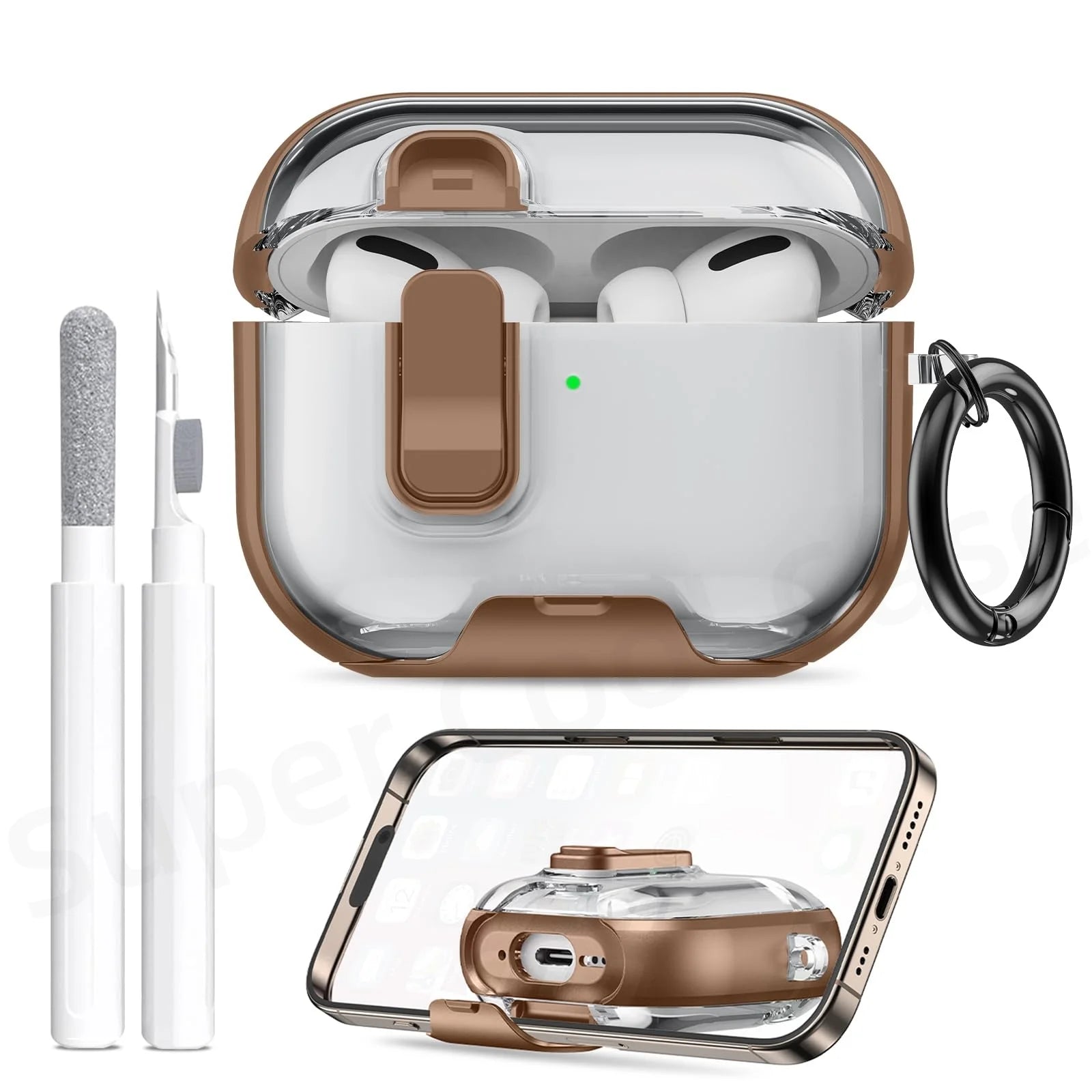 2025 for AirPods Pro 3 Case with Phone Stand&Cleaner Kit Protective Cover for AirPods Pro 3 with Keychain for Airpods Pro 3 Case