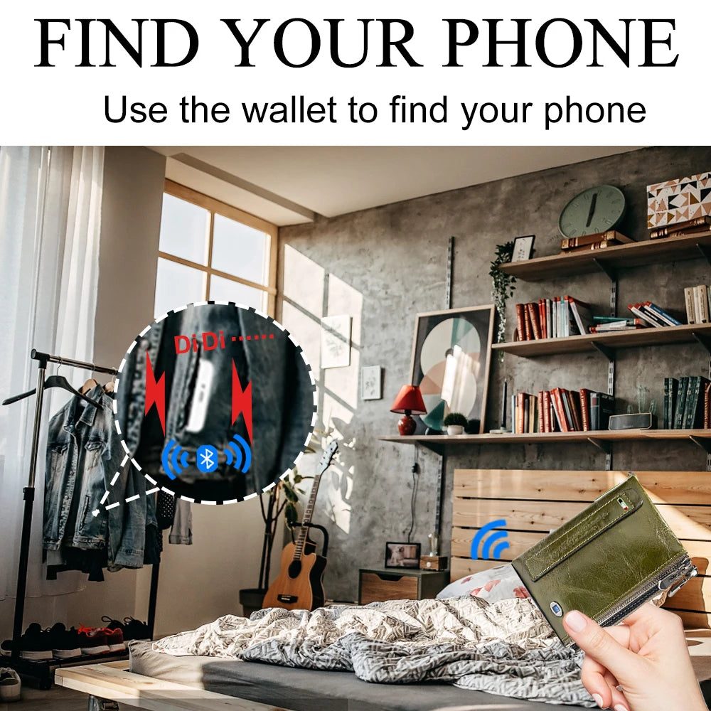 Wallet with Tracker Men Wallet anti Loss Android Magsafe Cüzdan Metal Cartera GPS Finder Boy Gift  smart wallet  with camera