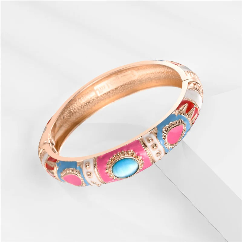 Enamel Bracelet For Women Bangle On Hand Hawaiian India Cloisonne African Jewelry Women's Hand Bracelets Bohemian Designer Gifts