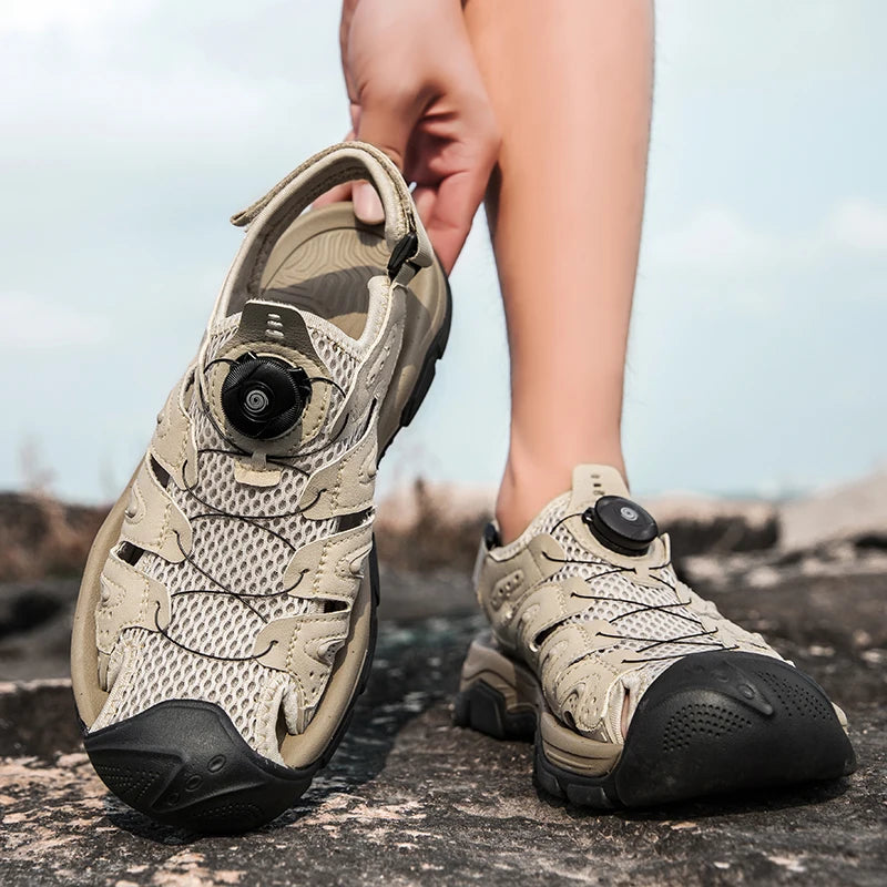 Summer Men Sandals Genuine Leather Men Casual Shoes Outdoor Men Leather Sandals for Men Beach Shoes Roman Men Shoes