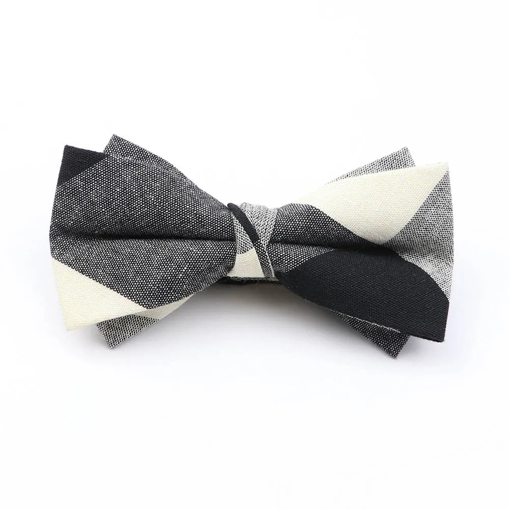 Cotton Double Layer Bowtie For Men Casual Bow Tie Adult Bow Ties Cravats Male Plaid Bow knot For Party Wedding Striped Butterfly