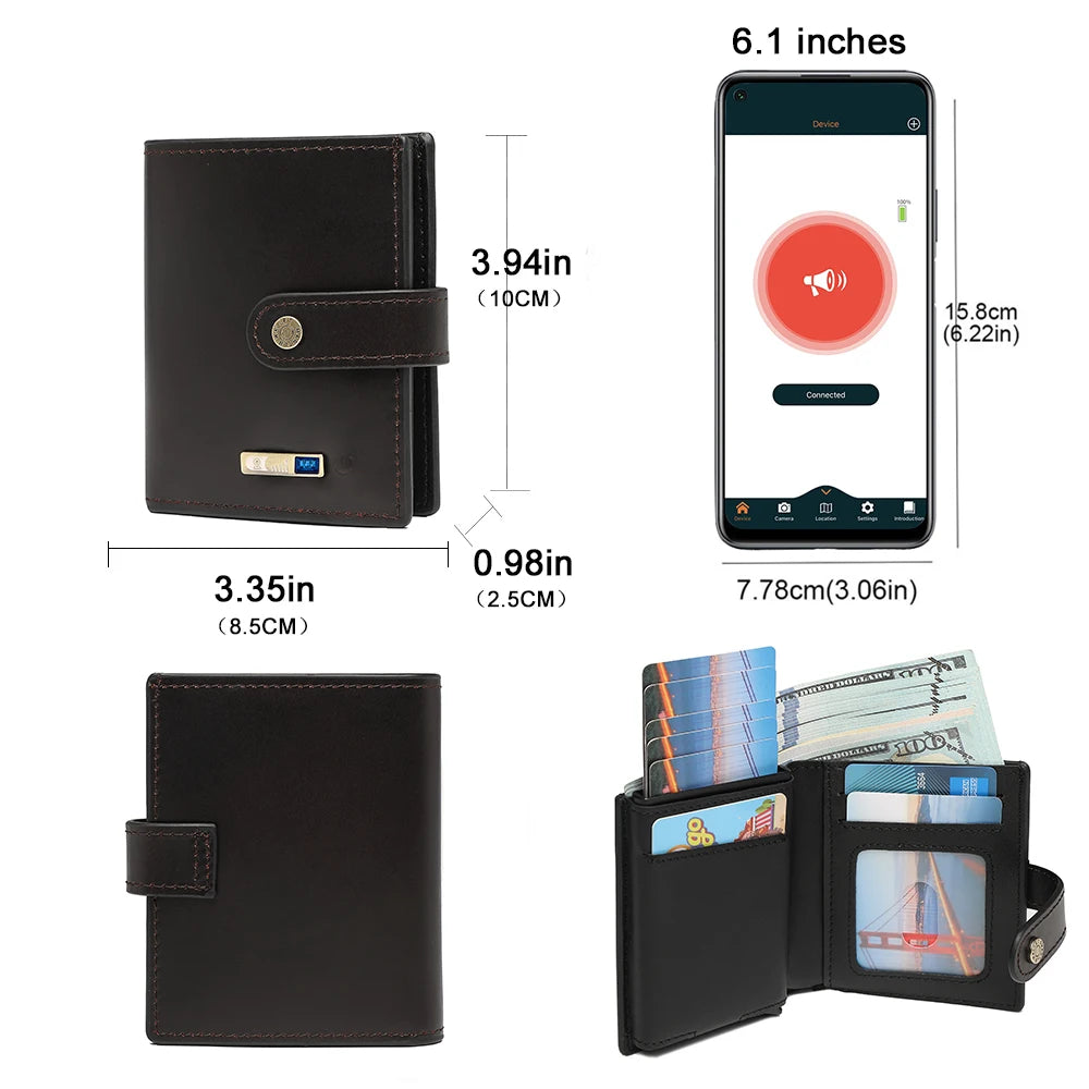 Wallet with Tracker Men Wallet anti Loss Android Magsafe Cüzdan Metal Cartera GPS Finder Boy Gift  smart wallet  with camera