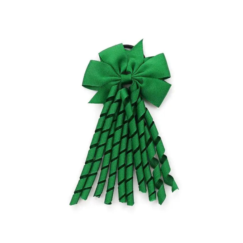 European And American Children's Hair Accessories Cheerleading Stage Streamers Curling Tassel Swallowtail Bow Rubber Band Hair