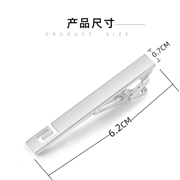 Tie Clips for Men Simple Fashion Stripe Hollow Skeleton Pattern Metal Bar Clasp Practical Necktie Accessories Mens Gift