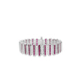 Bellux 925 Silver Synthetic Zirconia Bracelet Red And White Square Diamonds Fully Bejeweled  Jewelry Accessory