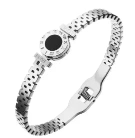 Beads Punk Gold Plated Thick Textured Open Bracelet Bangle for Women Men Trendy Stainless Steel Metal Bracelets