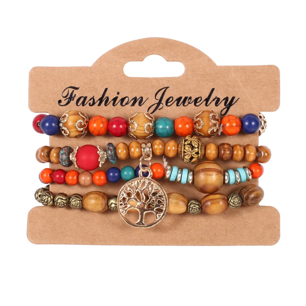 Bohemian Handmade Beads Bracelet Set For Women Summer Colorful Beaded Chain Bangle Men Boho Jewelry Accessories