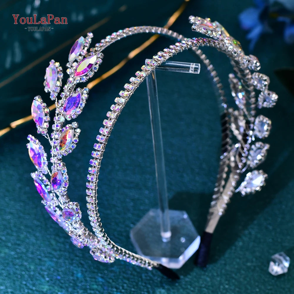 YouLaPan HP496 Rhinestone Bridal Headband Luxury Bridal Hair Accessories Woman Headpiece Wedding Hair Accessories Bride Tiara