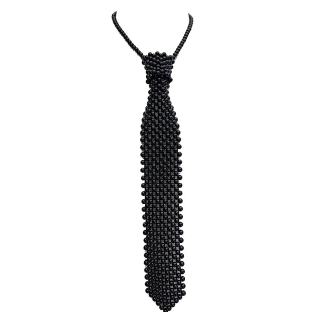 Fashion Elegant Shirt Tie Weaving Beaded Collar Women Necktie Retro Female Neckwear