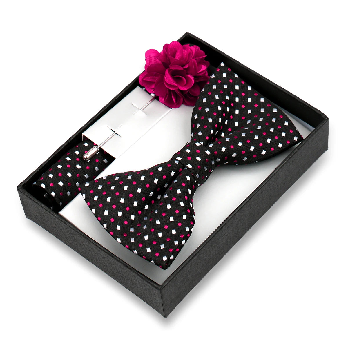 Classic High Quality Bow Tie Set Box Gift For Men Fashion Elegant Bowtie Handchief And Brooch Set Wedding Business Accessories