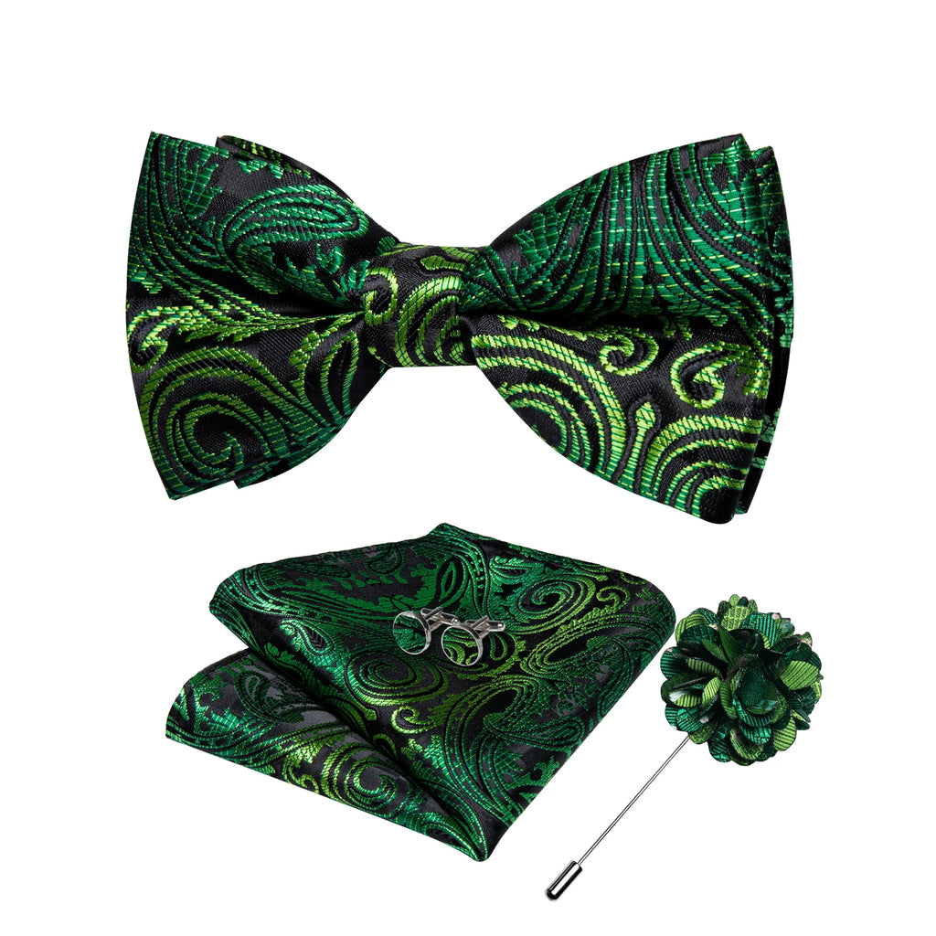 Wedding Bow Tie for Men Classic Red Pre-tied Bowtie Cufflinks Corsage Set for Party Butterfly Knot Gift Man Accessories