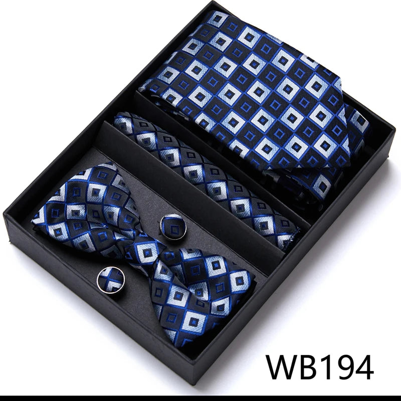 Tie For Men Formal Dress Tuxedo NeckTie Handkerchief Bow Tie Set PlaisyParty Groom Wedding Butterfly Bowtie In Box
