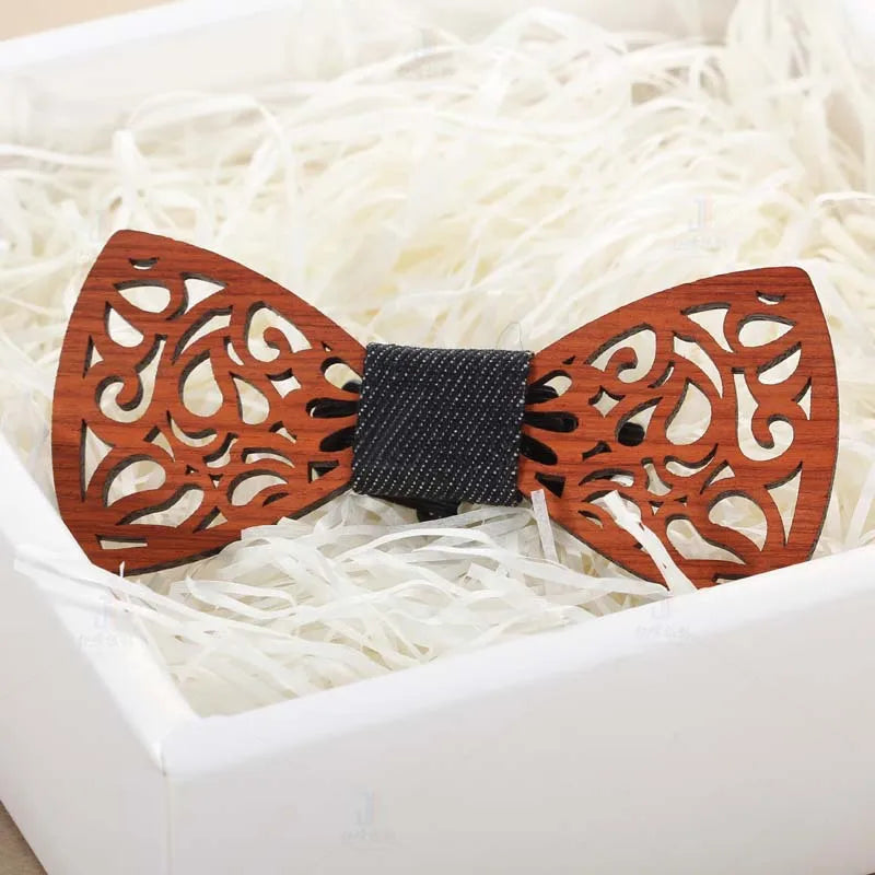 Fashion Wooden Bow Tie For Men Unisex Hollow Out Carved Retro Wooden Neck Ties Adjustable Strap Vintage Bowtie Gravata Corbatas