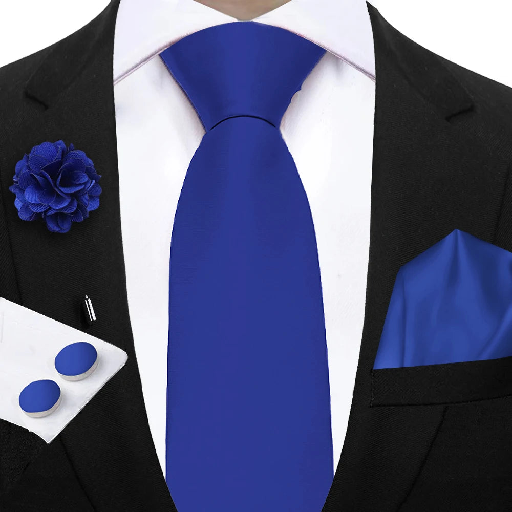 Women & Men Ties Solid NeckTie Pocket Square Brooch Set Men's Wedding Pink Blue Purple Tie Suit Accessories Fit Group Holiday Party