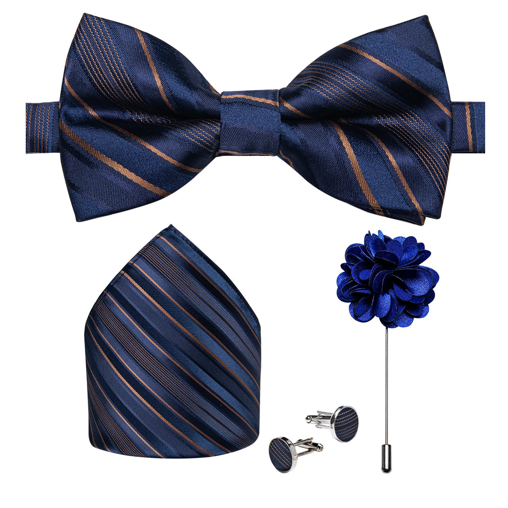 Wedding Bow Tie for Men Classic Red Pre-tied Bowtie Cufflinks Corsage Set for Party Butterfly Knot Gift Man Accessories