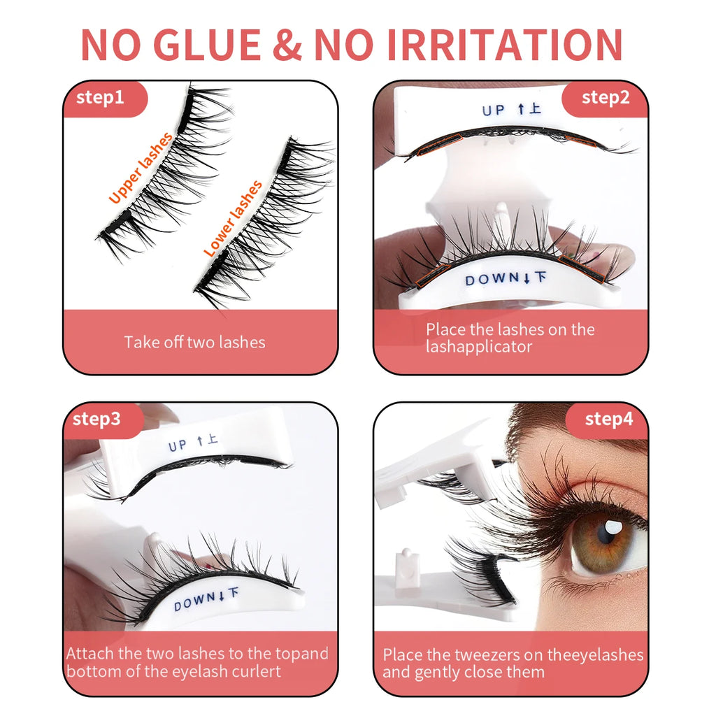 MAGEFY 3 Pairs Magnetic Eyelashes with Applicator Glue Free Reusable Magnetic Lashes Multiple Styles Natural Anime Magnetic Lash