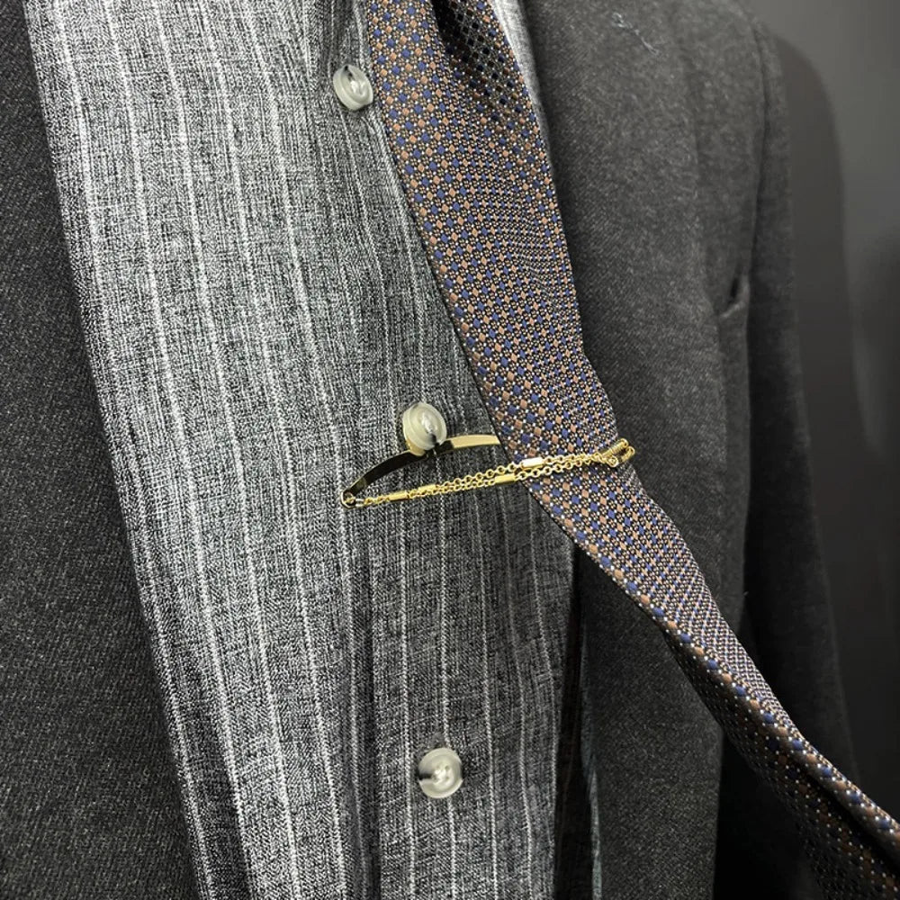 Vintage Men Tie Clip Shirt Chain Buckle U-Shaped Tie Clips Chain Jewelry Business Banquet Wedding Formal Tie Necktie Accessories
