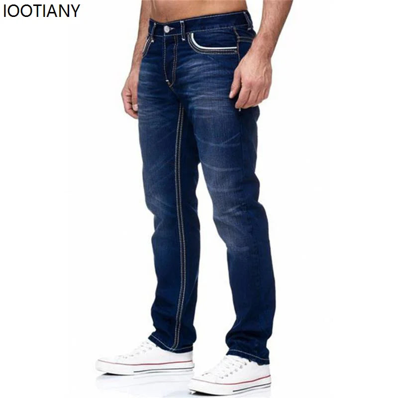 Straight Jeans Men Washed No Hole Jean Spring Summer Boyfriend Jeans Streetwear Loose Cacual Designer Long Denim Pants Trousers