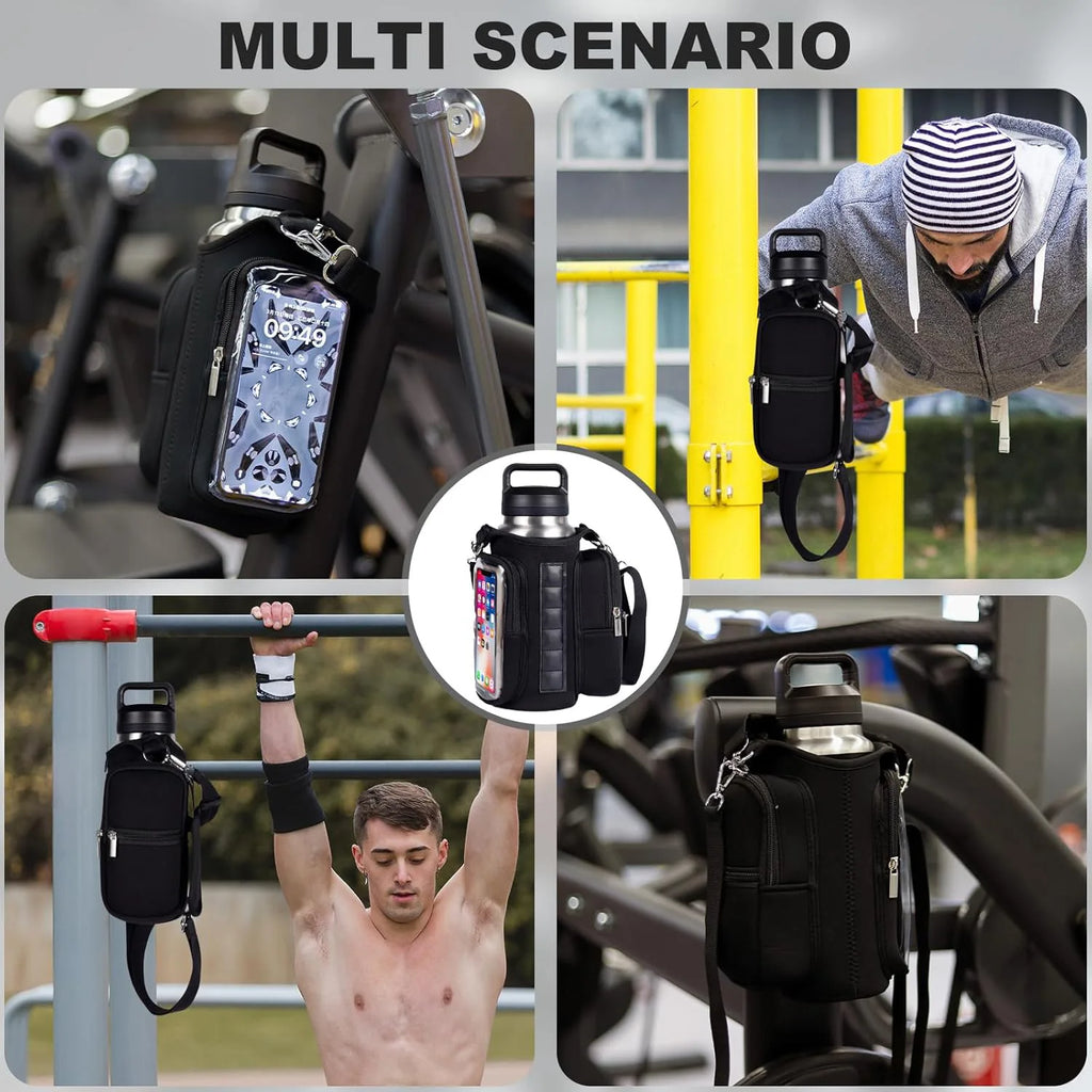 Magnetic Gym Water Bottle Bag with Strong Magnet Holder To Carry Phone Small Bottle and Essentials Attached To Metal Surfaces