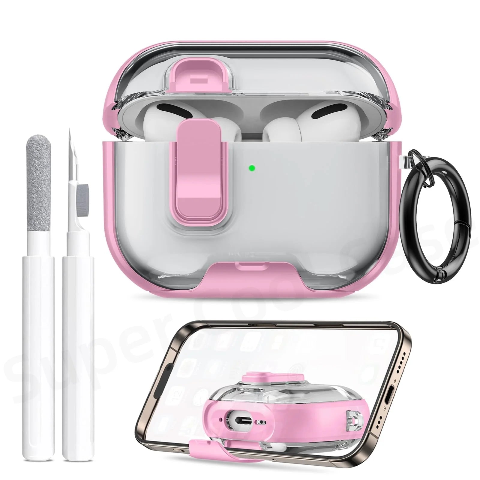 2025 for AirPods Pro 3 Case with Phone Stand&Cleaner Kit Protective Cover for AirPods Pro 3 with Keychain for Airpods Pro 3 Case