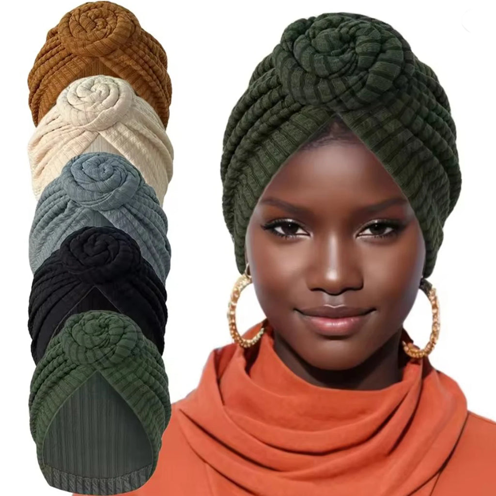Fashion Women Turban Hijab Hats African Head Wraps Soft Elastic Muslim Hats Breathable Chemo Cap For Women Girls