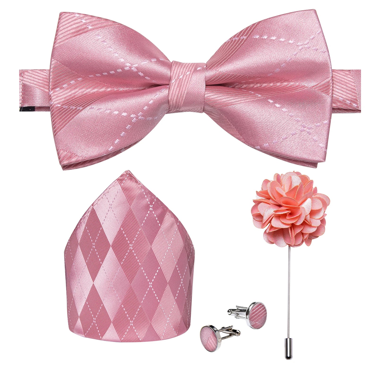 Wedding Bow Tie for Men Classic Red Pre-tied Bowtie Cufflinks Corsage Set for Party Butterfly Knot Gift Man Accessories