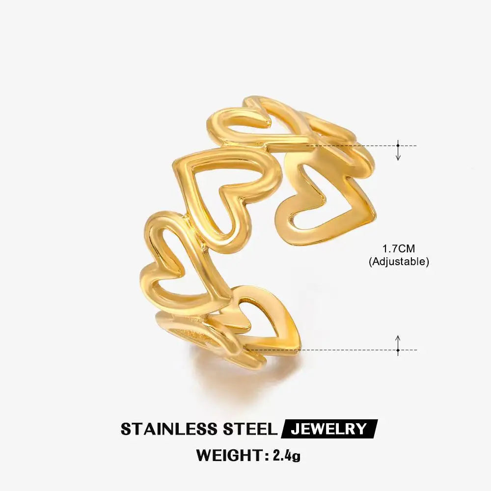 High End Waterproof Hollow Stainless Steel Finger Ring Trendy for Women Personalize Jewelry Wholesale