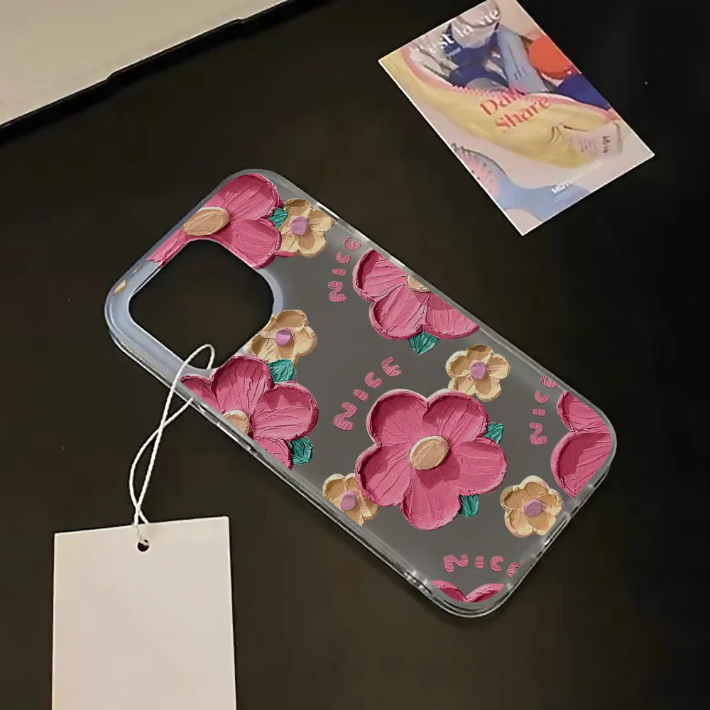 Matte Soft Silicone Phone Cases for iPhone 15 Case iPhone 16 13 17 Pro Max 14 11 12 Pro 15 16 Plus Flower Clear Shockproof Cover