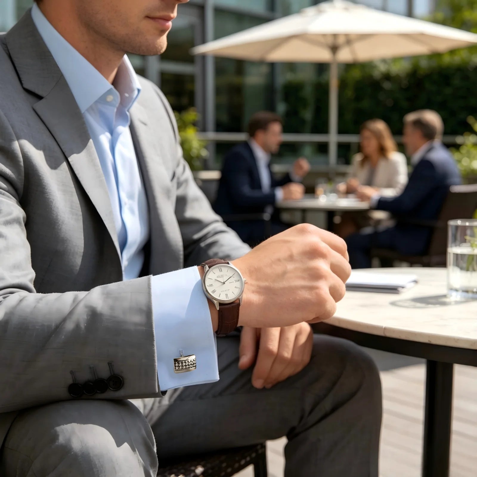 Cuff and Tie Clip Set – Silver Cufflinks for Men with Matching Tie Bar, Gift Boxed, for Business Meeting,Daily Casual,or Wedding