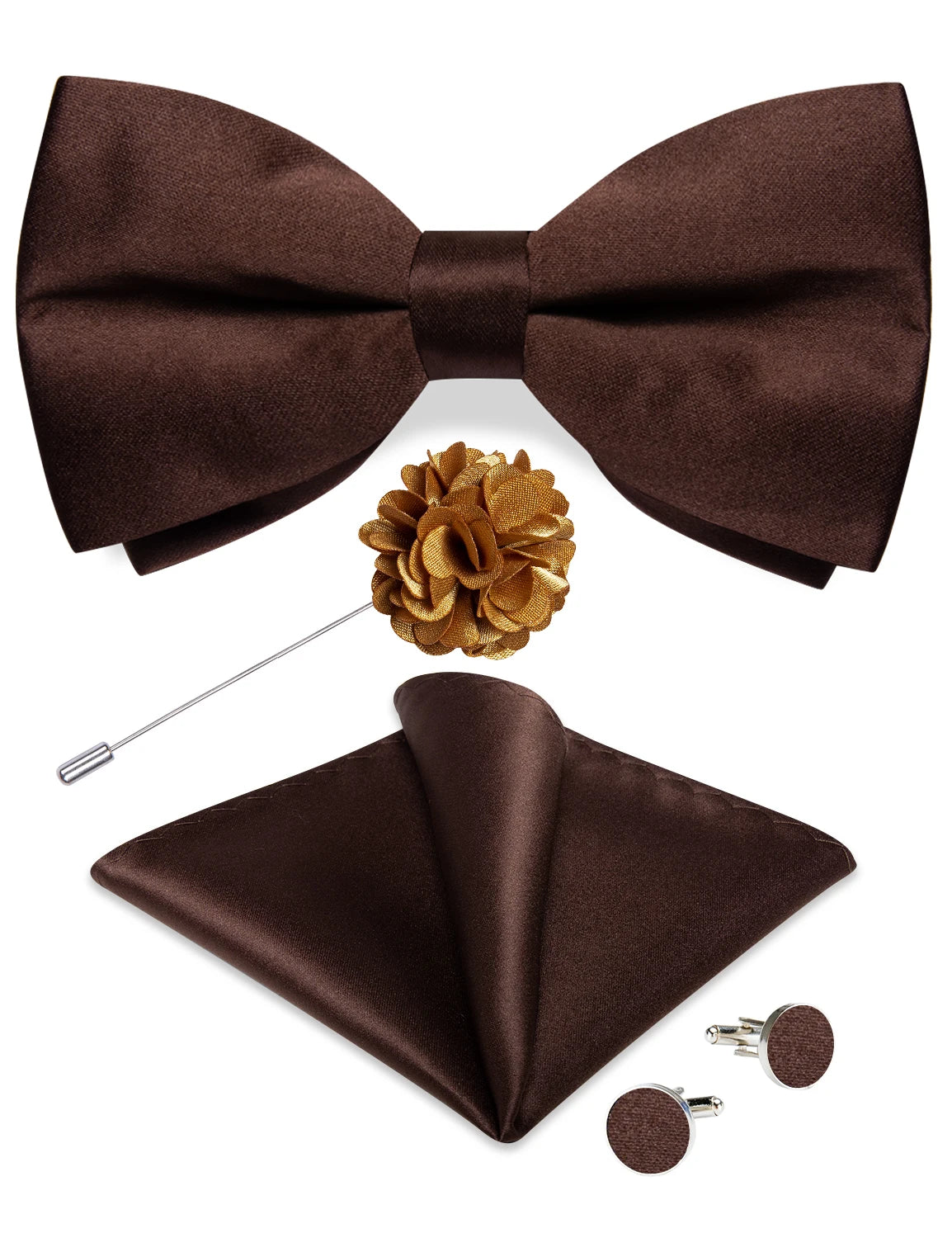 Wedding Bow Tie for Men Classic Red Pre-tied Bowtie Cufflinks Corsage Set for Party Butterfly Knot Gift Man Accessories