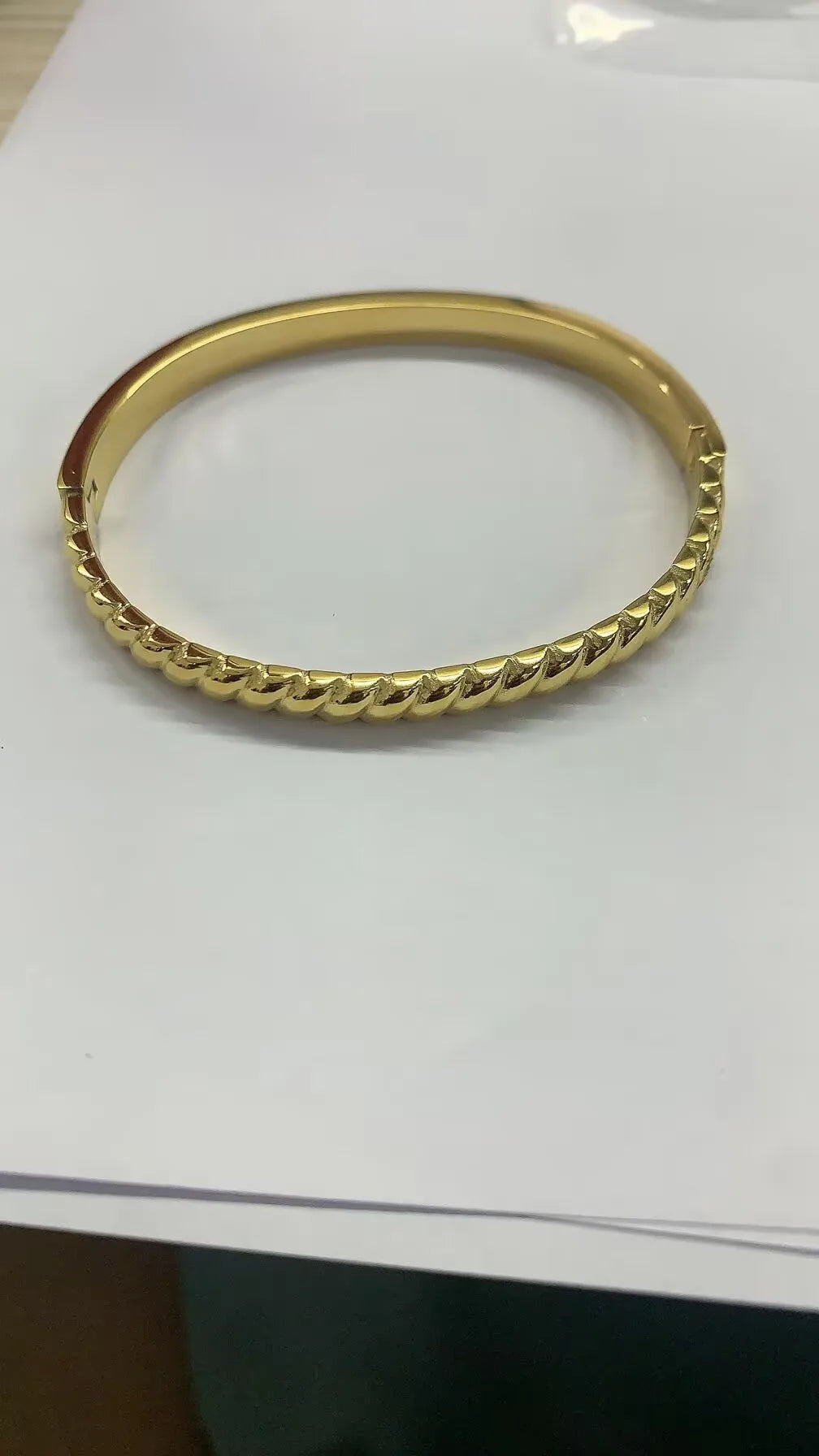 Beads Punk Gold Plated Thick Textured Open Bracelet Bangle for Women Men Trendy Stainless Steel Metal Bracelets