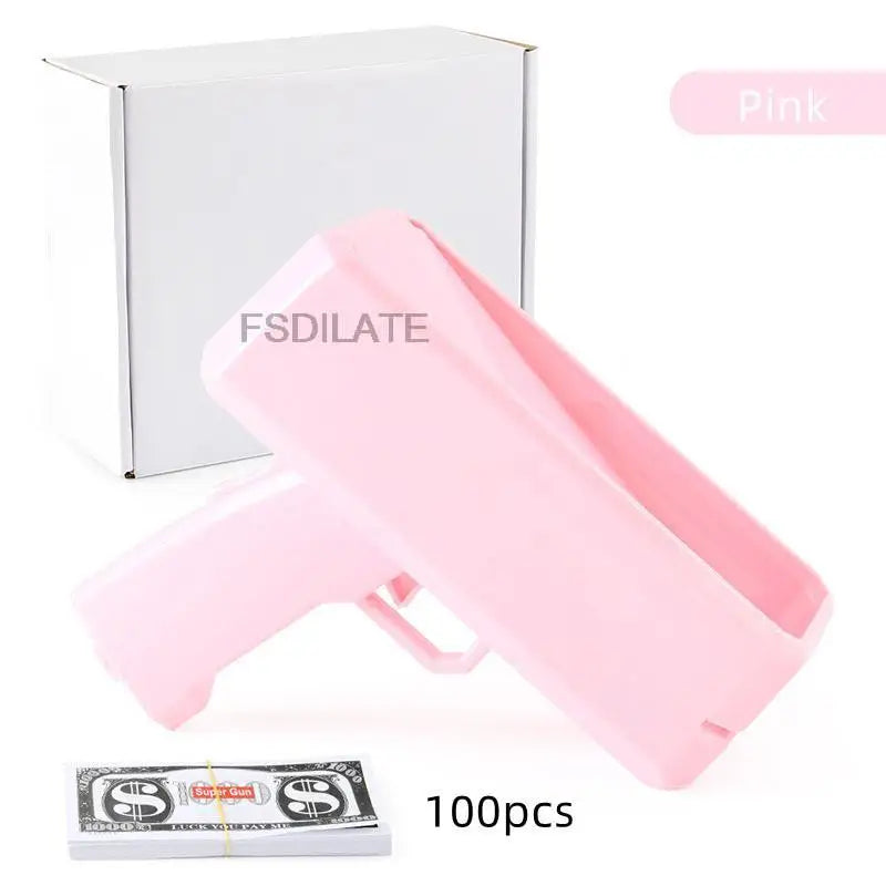 Banknote Gun Party Games Pistol Party Toys Games Cash Cannon Funny Toys Gun for Banknotes Wedding Golden 100pcs Fake Money Bills