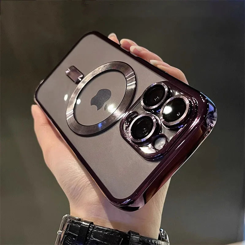 Luxury Magnetic For Magsafe Wireless Charge Plating Clear Case For iPhone 17 11 12 13 14 15 16 Pro Max Shockproof Silicone Cover