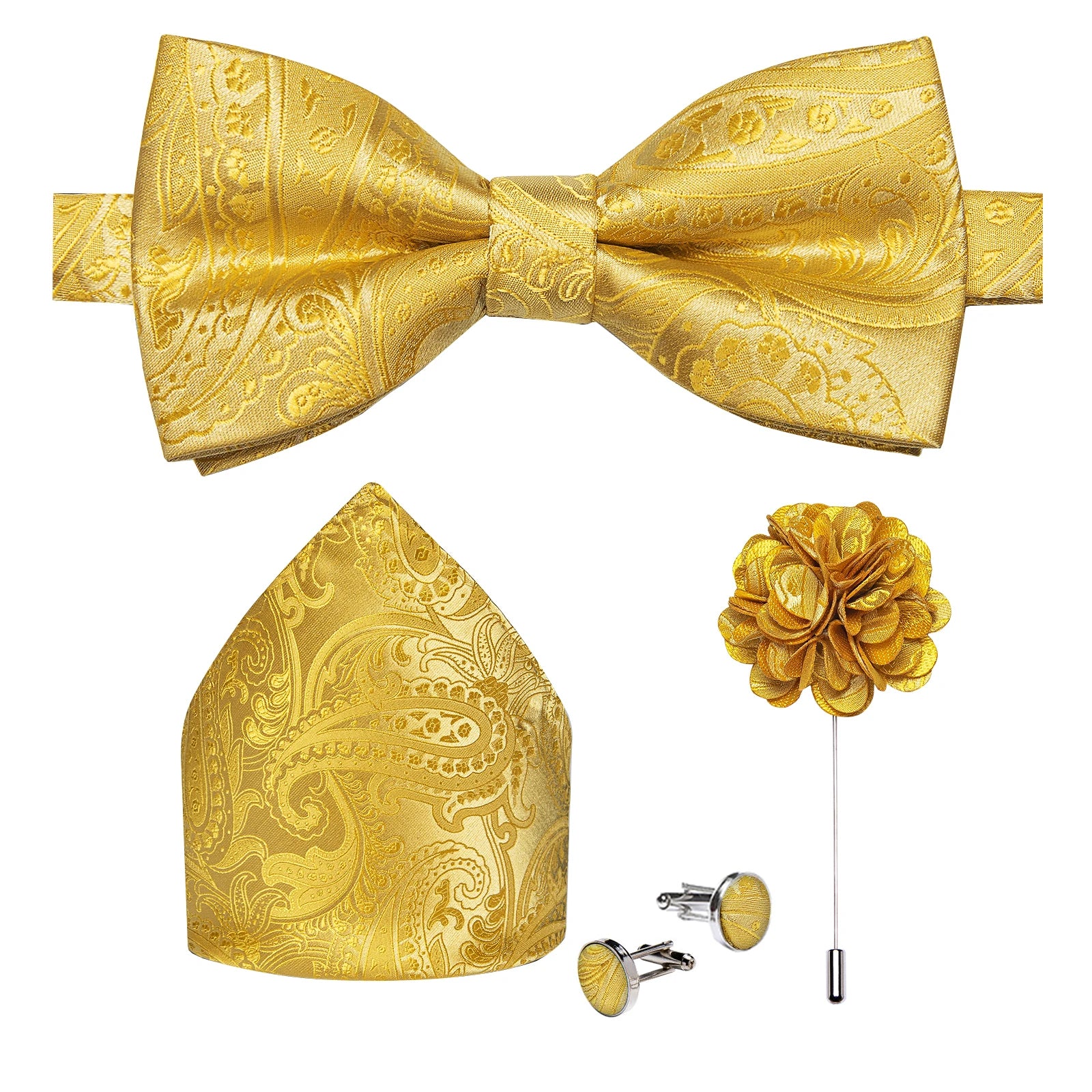 Wedding Bow Tie for Men Classic Red Pre-tied Bowtie Cufflinks Corsage Set for Party Butterfly Knot Gift Man Accessories