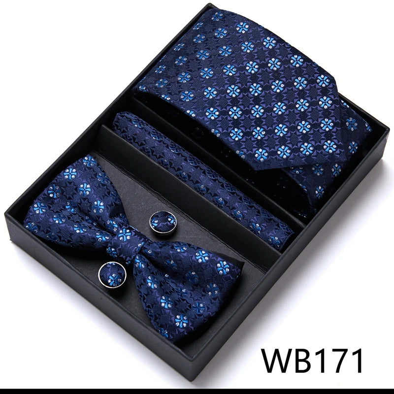 Tie For Men Formal Dress Tuxedo NeckTie Handkerchief Bow Tie Set PlaisyParty Groom Wedding Butterfly Bowtie In Box